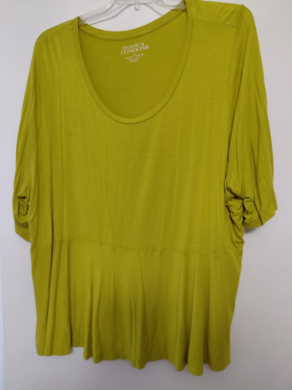 Jessica London Olive-Lime Scoop Neck Tunic Top